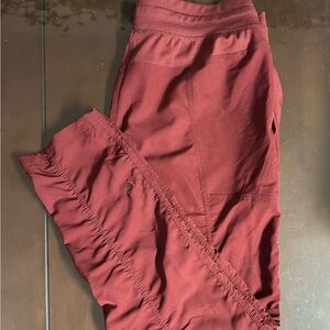 Maroon Jogger Pants with Ruched Detailing